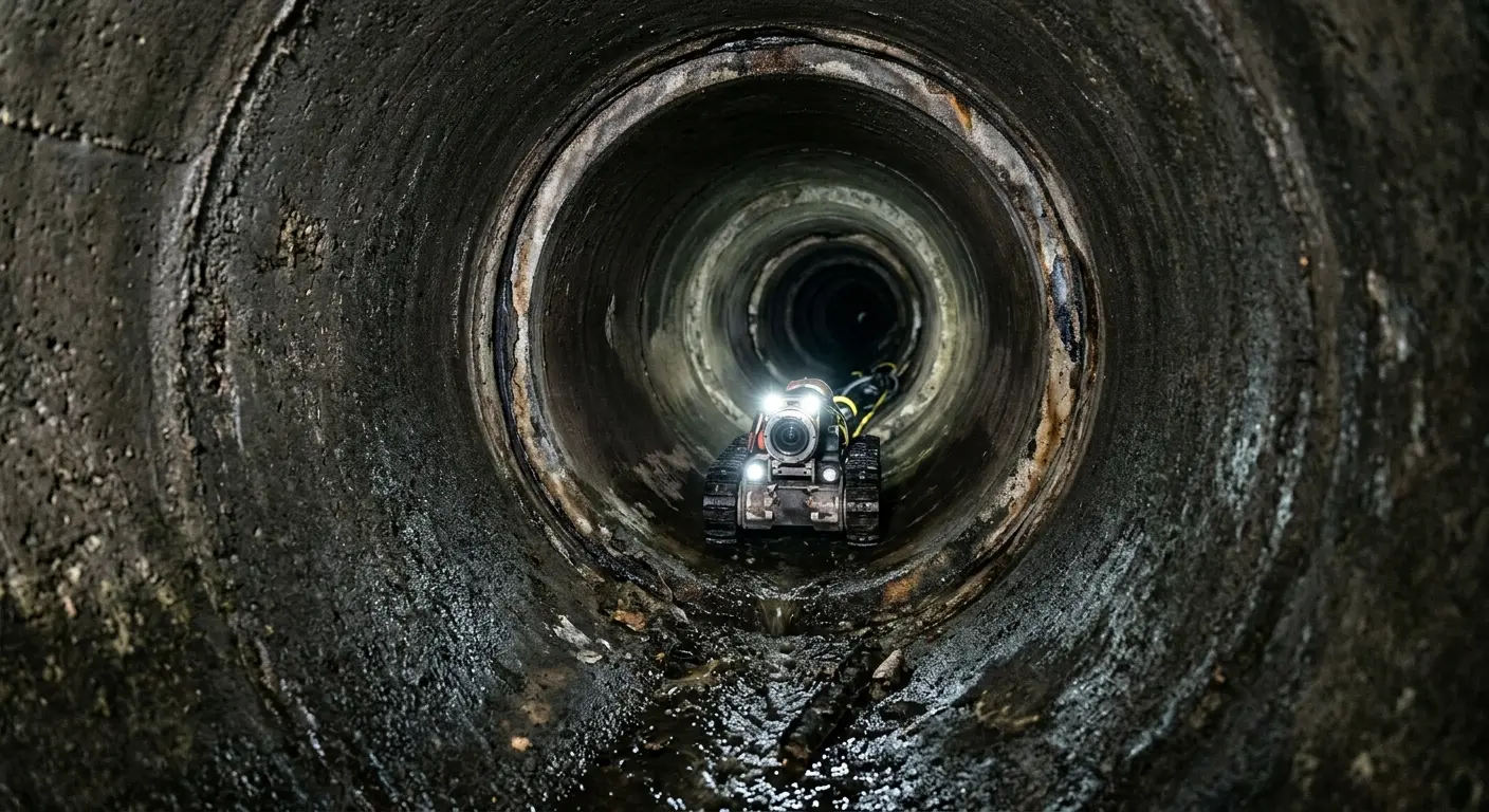 Robotic sewer camera inspecting pipe interior for Sewer Line Repair in Burley